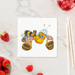 Honey Bee with Baskets Fun Busy Bee Illustration  Napkin