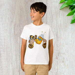 Honey Bee with Baskets Fun Busy Bee Illustration  T-Shirt