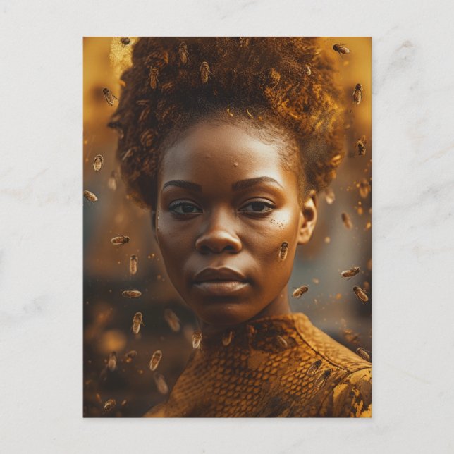 Honey Bee Woman Dressed in Gold Postcard (Front)