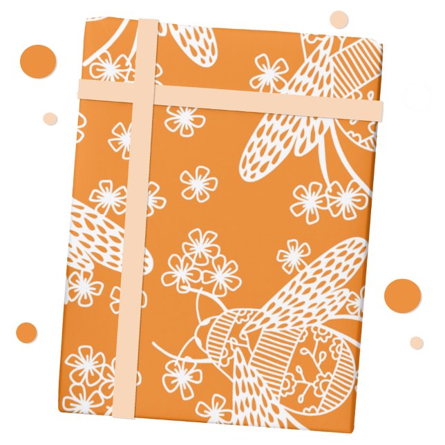 Honey Bee Wrapping Paper (Honey bee gift wrap paper roll)