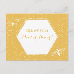 Honey Bee Yellow Custom Maid of Honour Proposal Invitation Postcard