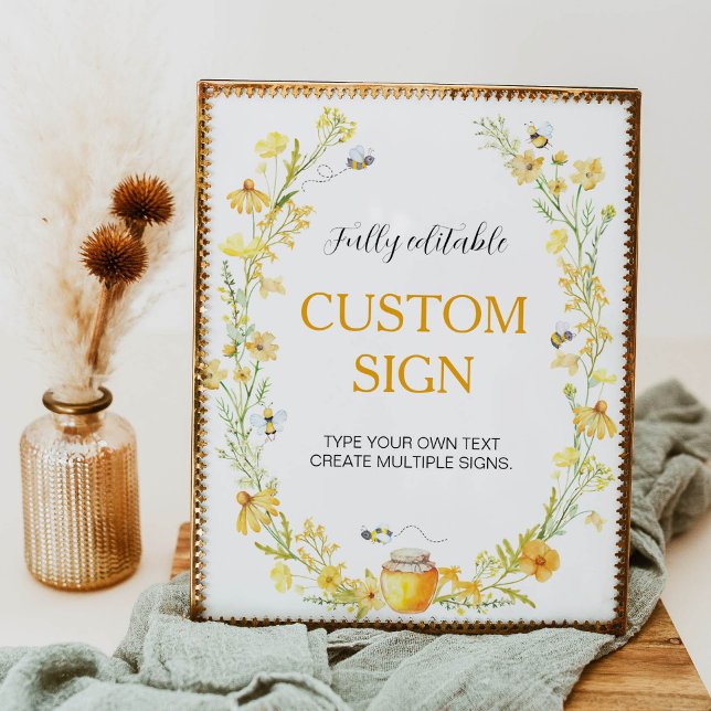Honey Bee Yellow Floral Birthday Custom Sign  (Creator Uploaded)