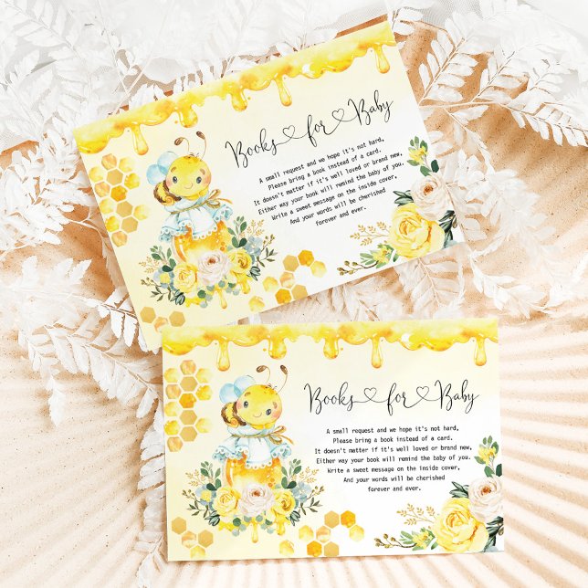 Honey Bee Yellow Floral Garden Books for Baby Enclosure Card (Creator Uploaded)