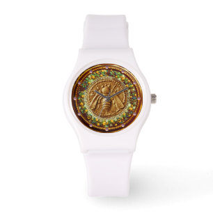 HONEY BEE / YELLOW GREEN FLORENTINE FLORAL CROWN WATCH