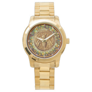 HONEY BEE / YELLOW GREEN FLORENTINE FLORAL CROWN WATCH