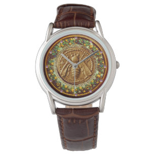 HONEY BEE / YELLOW GREEN FLORENTINE FLORAL CROWN WATCH