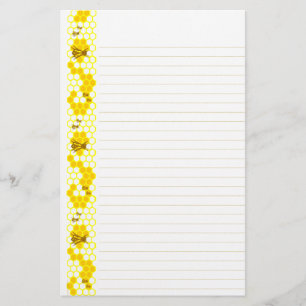 Honey Bee Yellow Honeycomb Lined Stationery