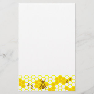 Honey Bee Yellow Honeycomb Unlined Stationery