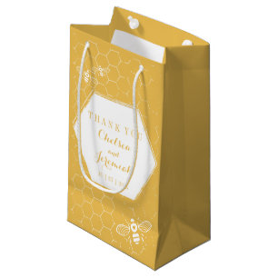 Honey Bee Yellow Pattern Custom Name Small Gift Bag