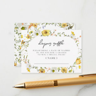 Honey Bee Yellow Watercolor Floral Diaper Raffle Enclosure Card