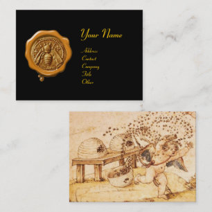 HONEY BEE YELLOW WAX SEAL / Cupid the Honey Thief Business Card