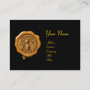HONEY BEE YELLOW WAX SEAL / Cupid the Honey Thief Business Card