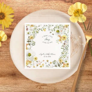 Honey Bee Yellow Wildflowers Summer Baby Shower Napkin