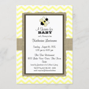 Honey Bee ZigZag Baby Shower Invitation