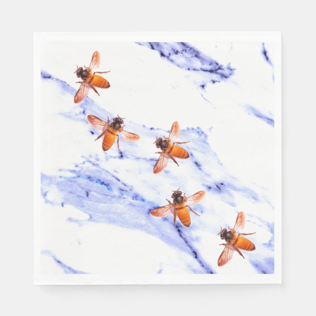 Honey Bees and blue marble Napkin (Front)