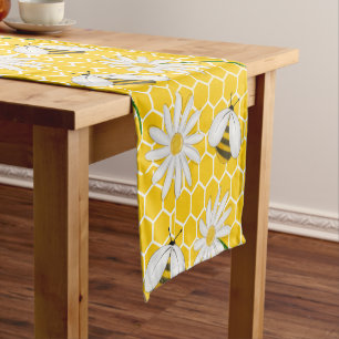 Honey Bees and Daisies Design Long Table Runner