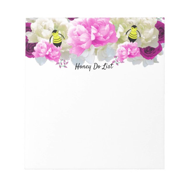 Honey Bees and Flowers Honey Do List Notepad (Front)
