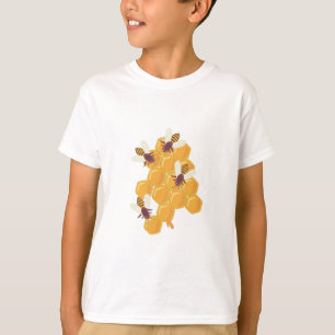 Honey Bees and Honeycomb Design T-Shirt
