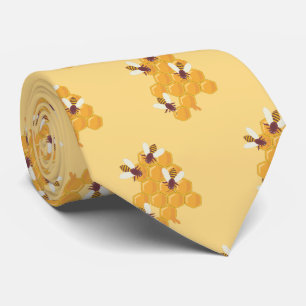 Honey Bees and Honeycomb Design Tie