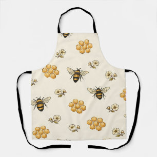 Honey Bees and Honeycomb Seamless Pattern Apron