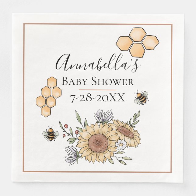 Honey Bees and Sunflowers Napkin (Front)