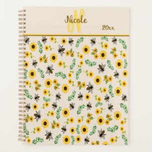 Honey Bees and Sunflowers Personalized Planner