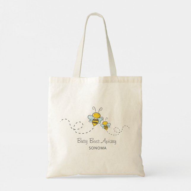 Honey Bees Apiary Beekeeper Logo Tote Bag (Back)