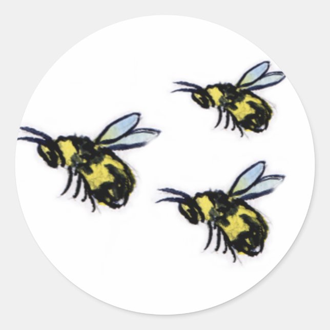 Honey Bees Art Painting Label Stickers (Front)