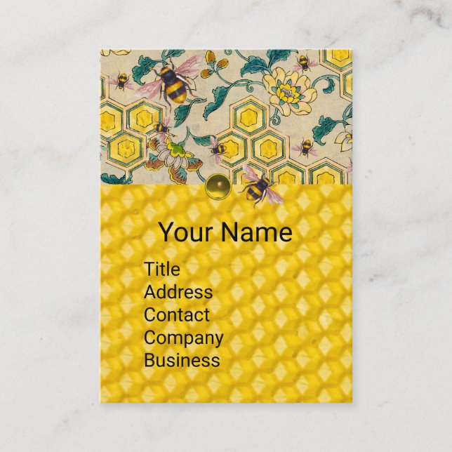 HONEY BEES,BEE COMBS, SPRING FLOWERS BEEKEEPER BUSINESS CARD (Front)