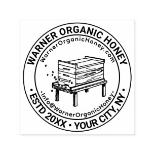 Honey Bees Beehive Business Name Loc URL Email #4 Self-inking Stamp