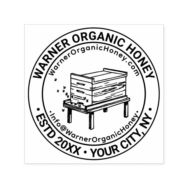Honey Bees Beehive Business Name Loc URL Email #4 Self-inking Stamp (Design)