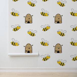 Honey Bees & Beehive Design Wallpaper