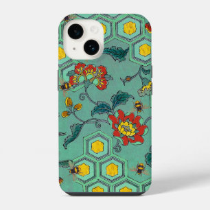 HONEY BEES,BEEHIVES,SPRING FLOWERS BEEKEEPER Green iPhone 14 Case