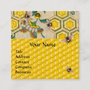 HONEY BEES,BEEHIVES, SPRING FLOWERS BEEKEEPER SQUARE BUSINESS CARD