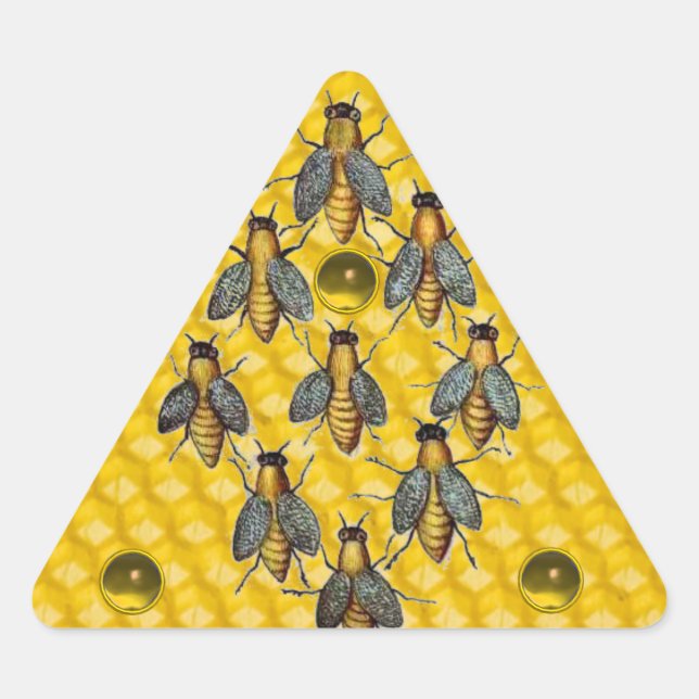 HONEY BEES,BEEKEEPER BEEKEEPING GEMSTONES TRIANGLE STICKER (Front)