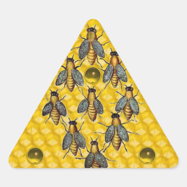 HONEY BEES,BEEKEEPER BEEKEEPING GEMSTONES TRIANGLE TRIANGLE STICKER (Front)