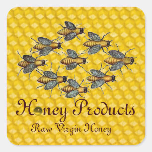 HONEY BEES / BEEKEEPER BEEKEEPING SQUARE STICKER