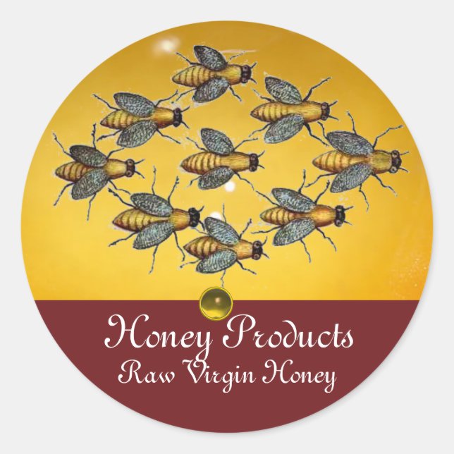 HONEY BEES/ BEEKEEPER BEEKEEPING SUPPLIES CLASSIC ROUND STICKER (Front)