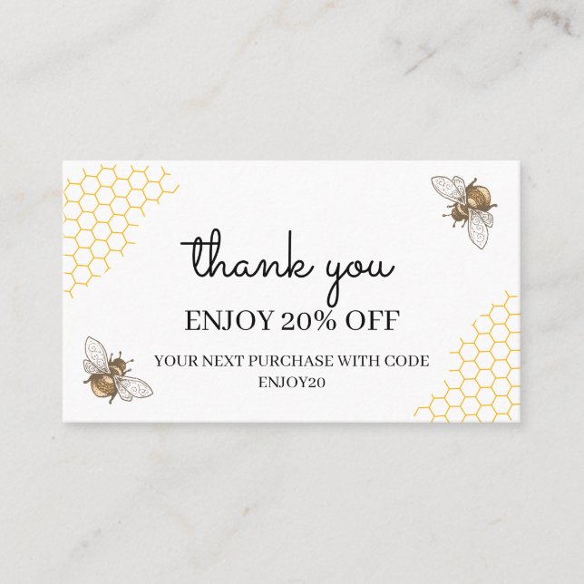 Honey bees beekeeper discount card (Front)