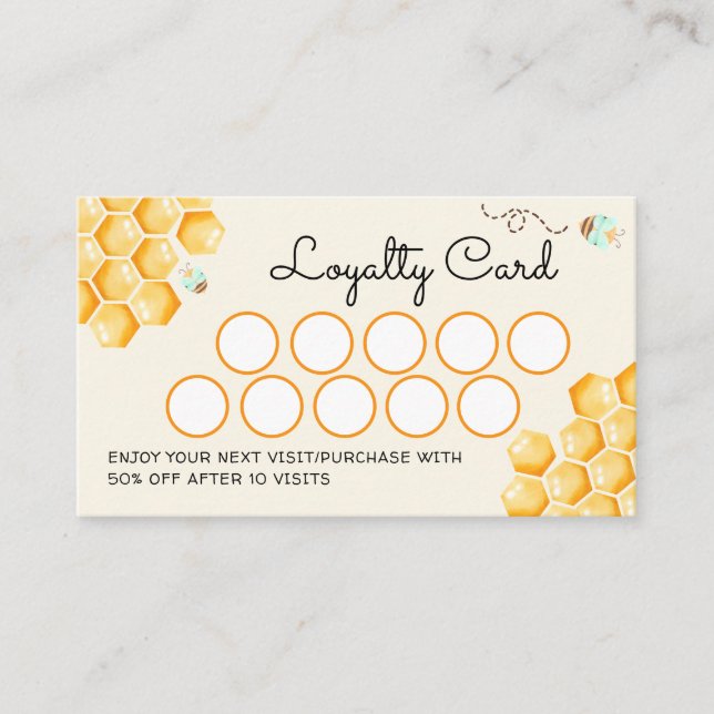 Honey bees beekeeper loyalty card (Front)