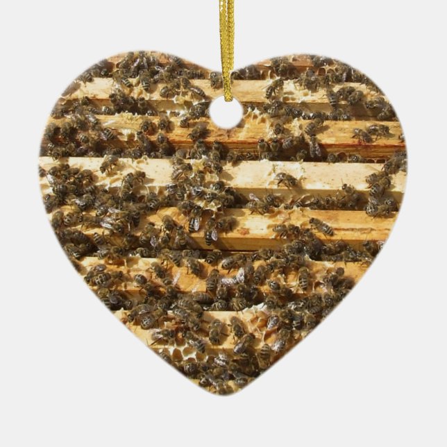 Honey Bees everywhere Ceramic Tree Decoration (Front)