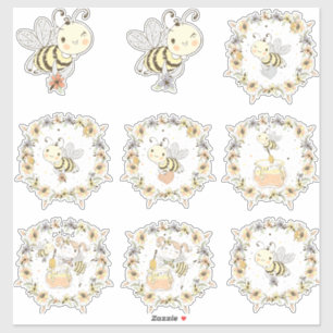 Honey Bees, Fairy & Baby Bees In Seamless Pattern