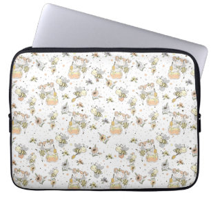 Honey Bees, Fairy & Baby Bees In Seamless Pattern Laptop Sleeve