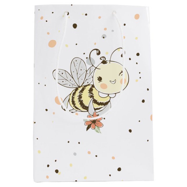 Honey Bees, Fairy & Baby Bees In Seamless Pattern Medium Gift Bag (Front)
