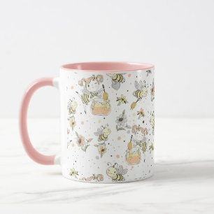 Honey Bees, Fairy & Baby Bees In Seamless Pattern Mug