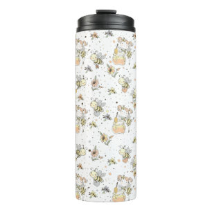 Honey Bees, Fairy & Baby Bees In Seamless Pattern Thermal Tumbler