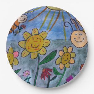 Honey Bees & Flowers Paper Plate