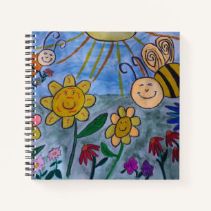 Honey Bees & Flowers Spiral Notebook