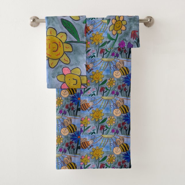 Honey Bees & Flowers Towel Set (Insitu)