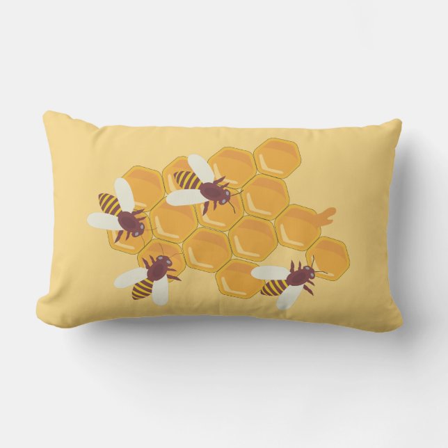 Honey Bees & Honey Lumbar Cushion (Front)